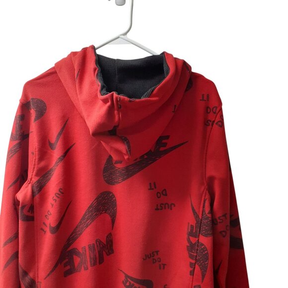 Nike Just Do It All-Over Print Logo Full-Zip Hoodie Mens Size Small Red - Picture 4 of 7